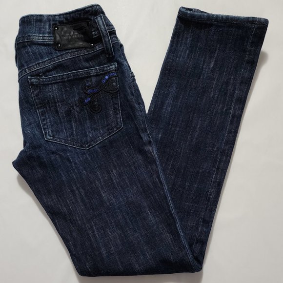 Diesel Dark Wash Embellished Low Rise Matic Straight Leg Jeans - Picture 1 of 8